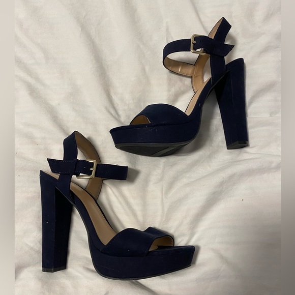 Lauren Conrad Navy Suede Heels - Picture 2 of 4